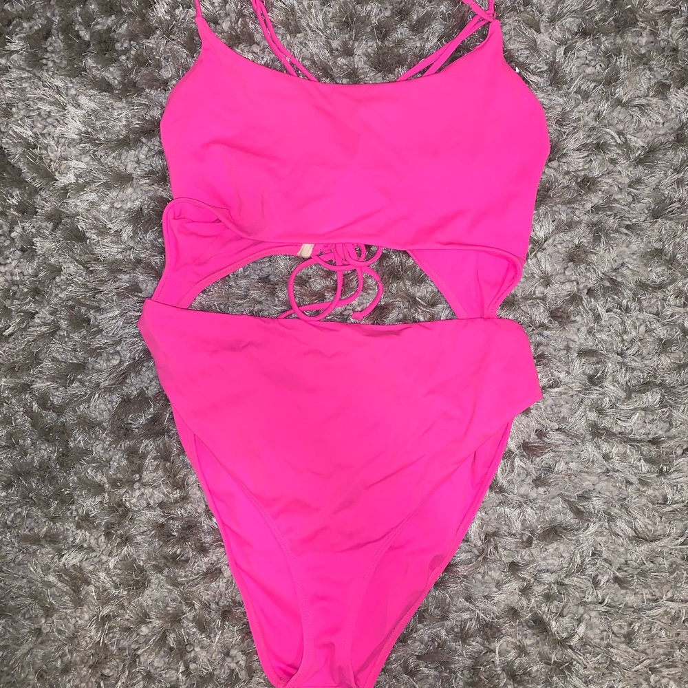 Neon pink swimsuit